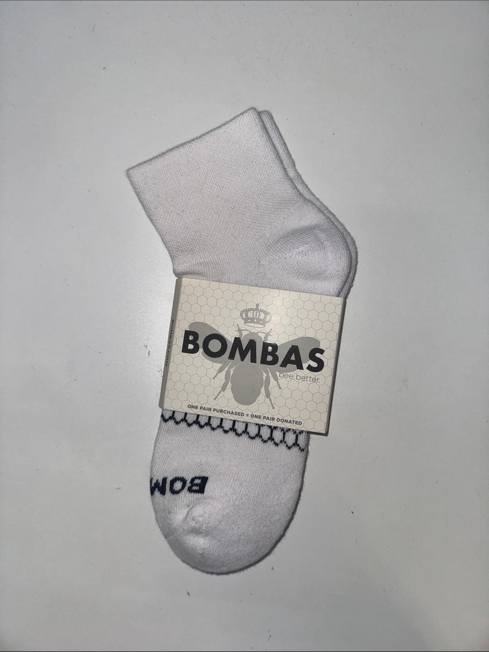 Bombas White Athletic Ankle Socks.